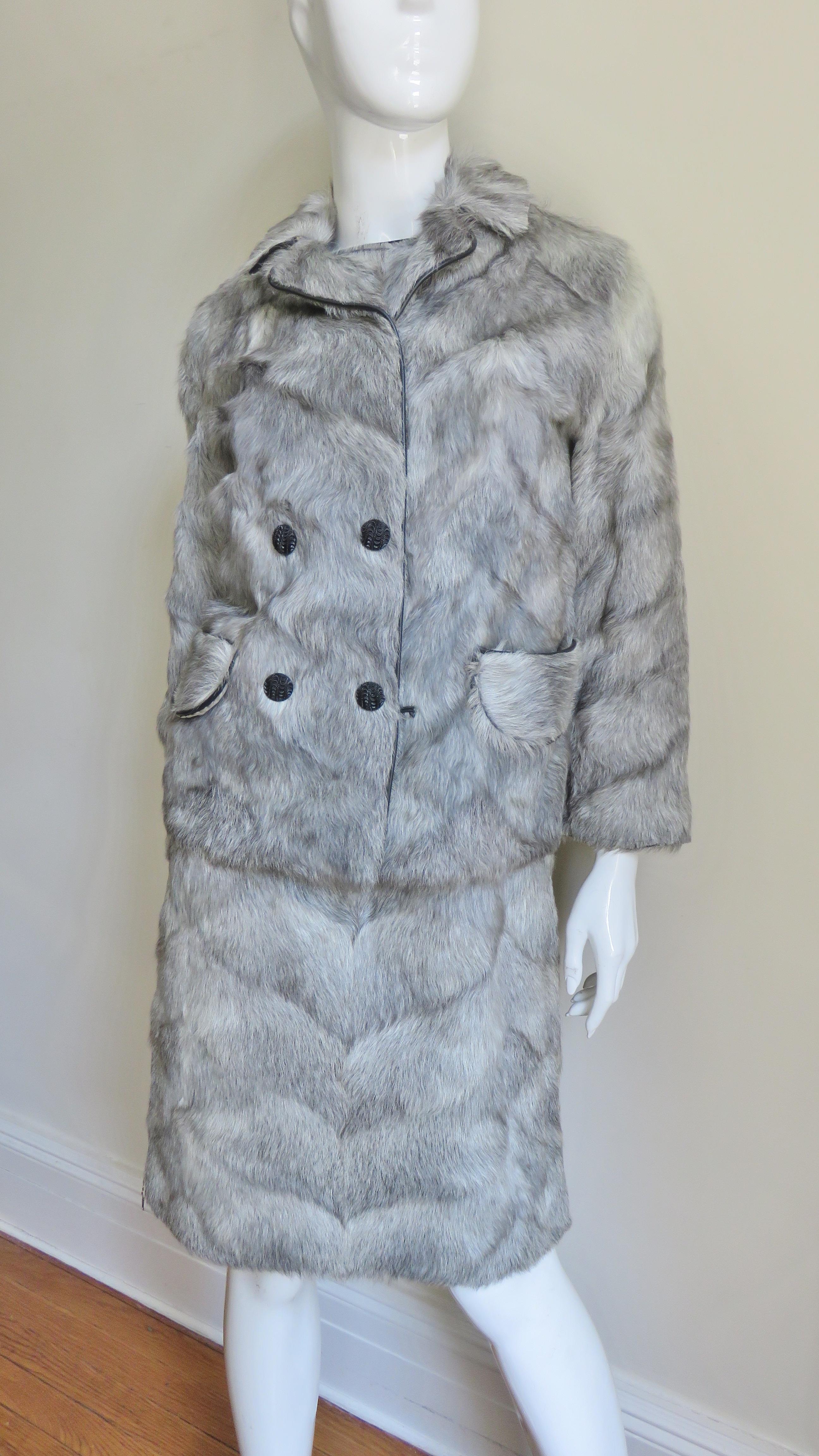 1960s Designer Fur Dress and Jacket For Sale 5