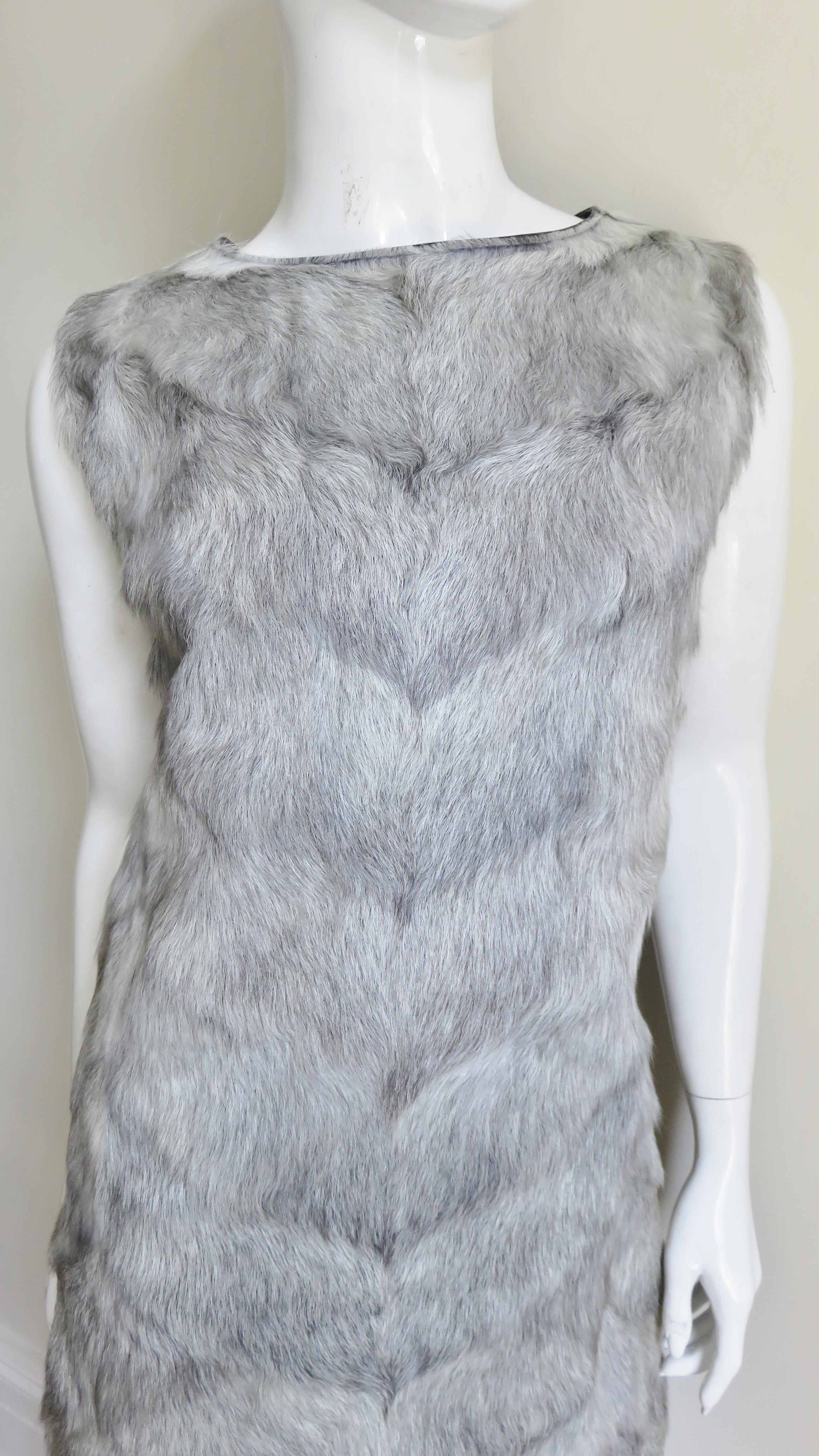 Gray 1960s Designer Fur Dress and Jacket For Sale