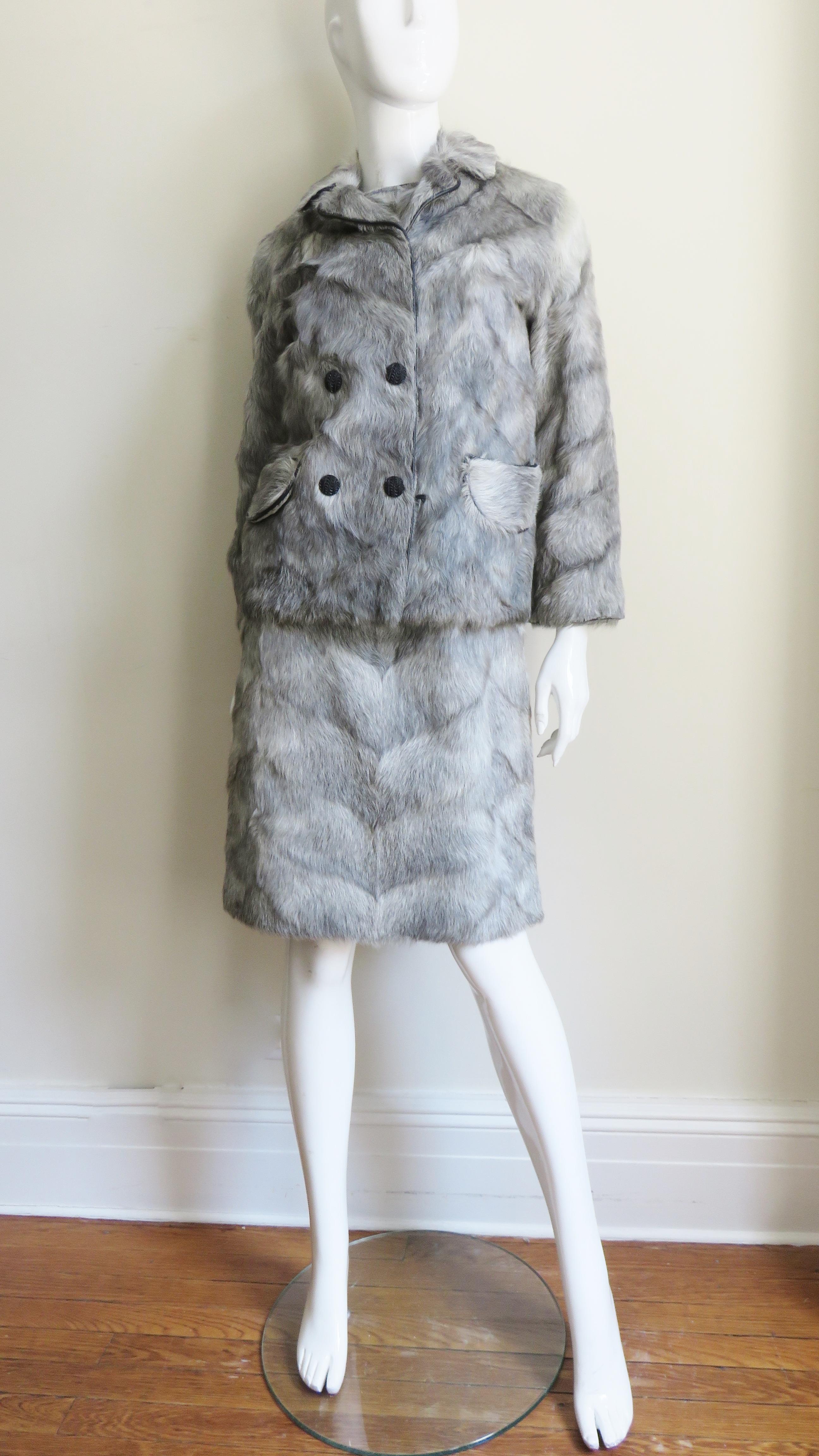 1960s Designer Fur Dress and Jacket For Sale 6