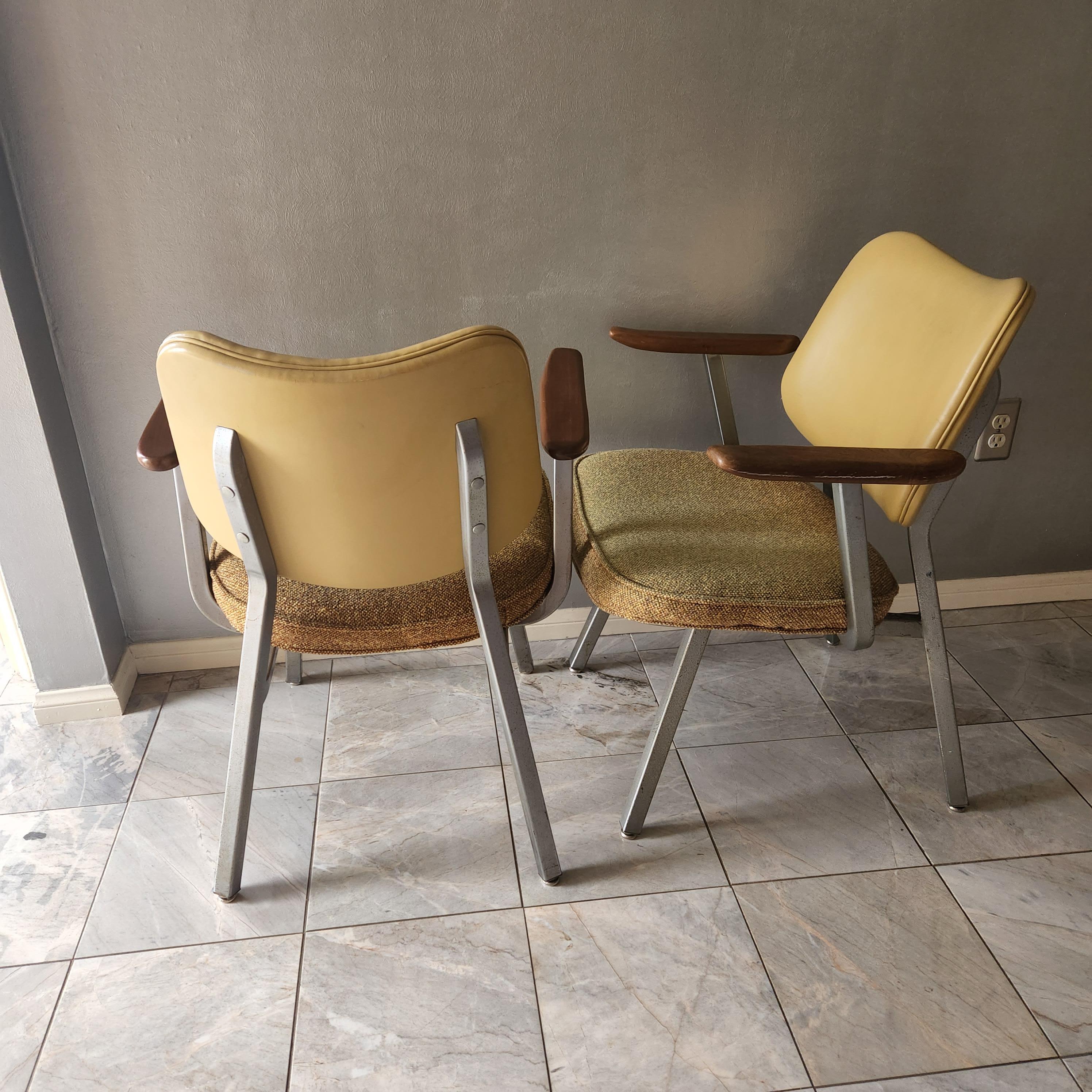 Steel 1960s Two Armchairs Streamline Royal Metal Donald Deskey For Sale