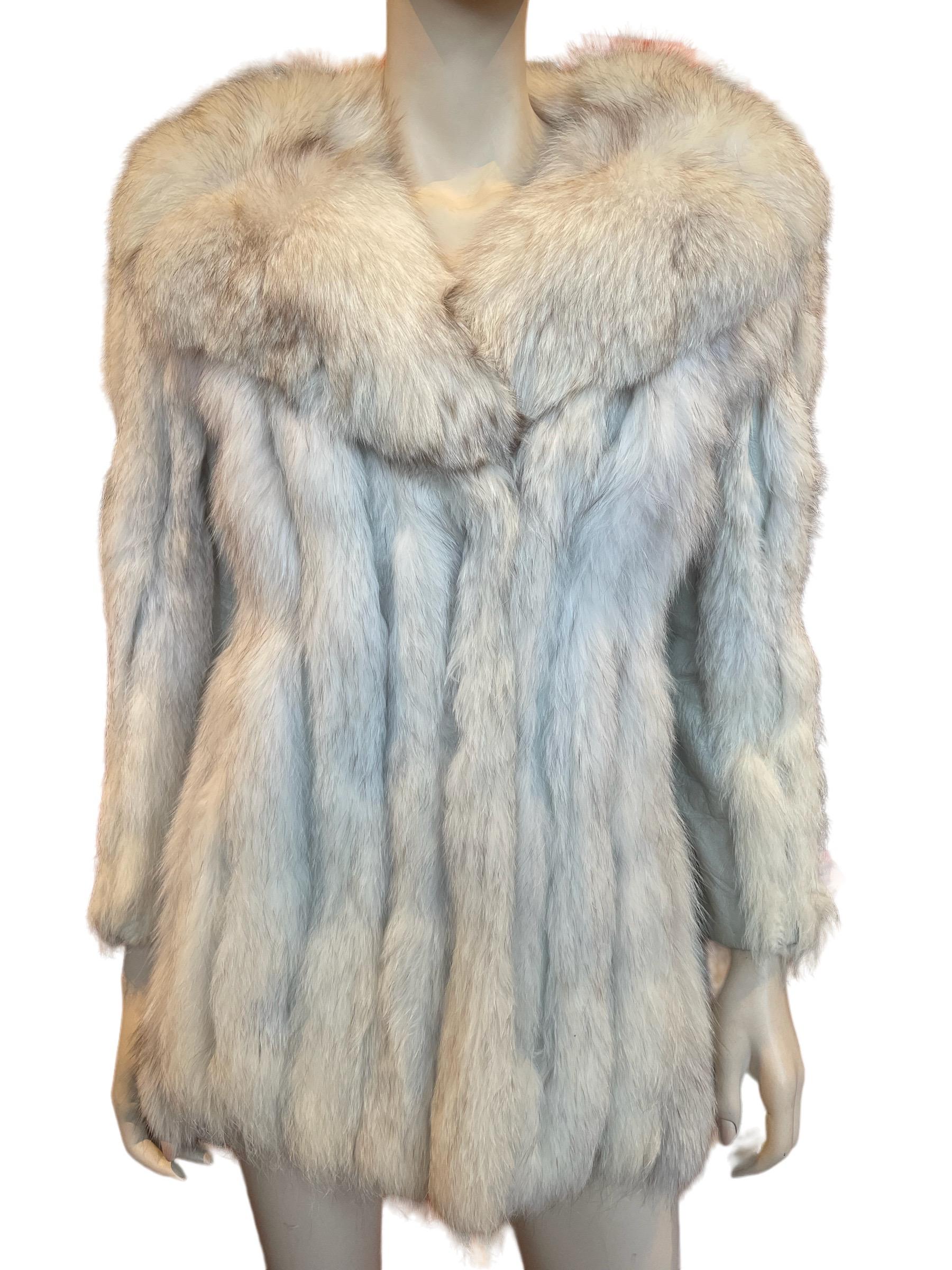 1960er Jahre Fabelhafter Mantel aus weißem Fuchsfell und Leder  im Angebot 1