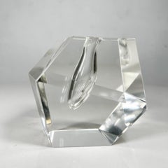 Faceted Crystal Orchid Bud Vase Art Glass Paperweight Iittala Timo Sarpaneva