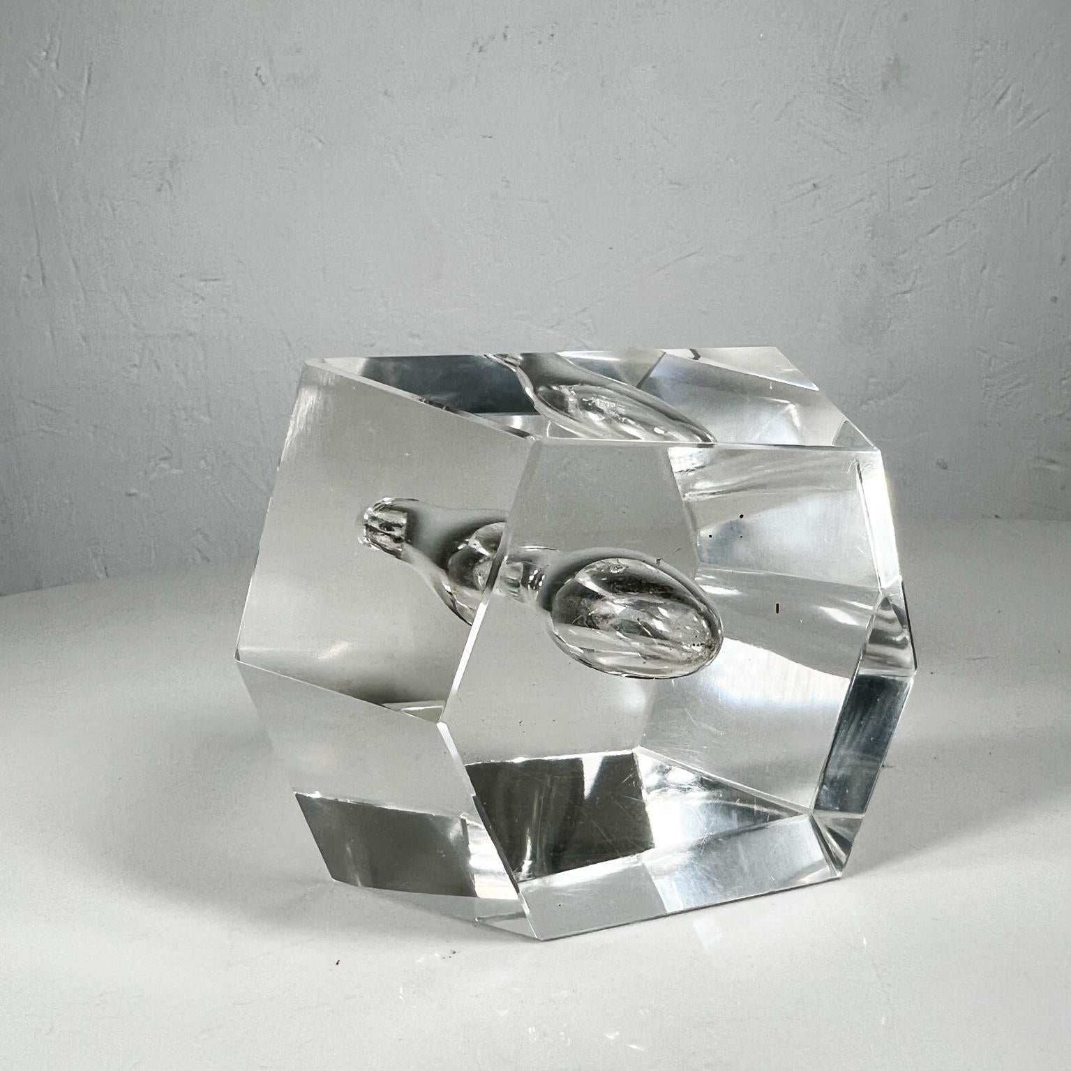 1960s Faceted Crystal Orchid Bud Vase Art Glass Paperweight Iittala For Sale 4