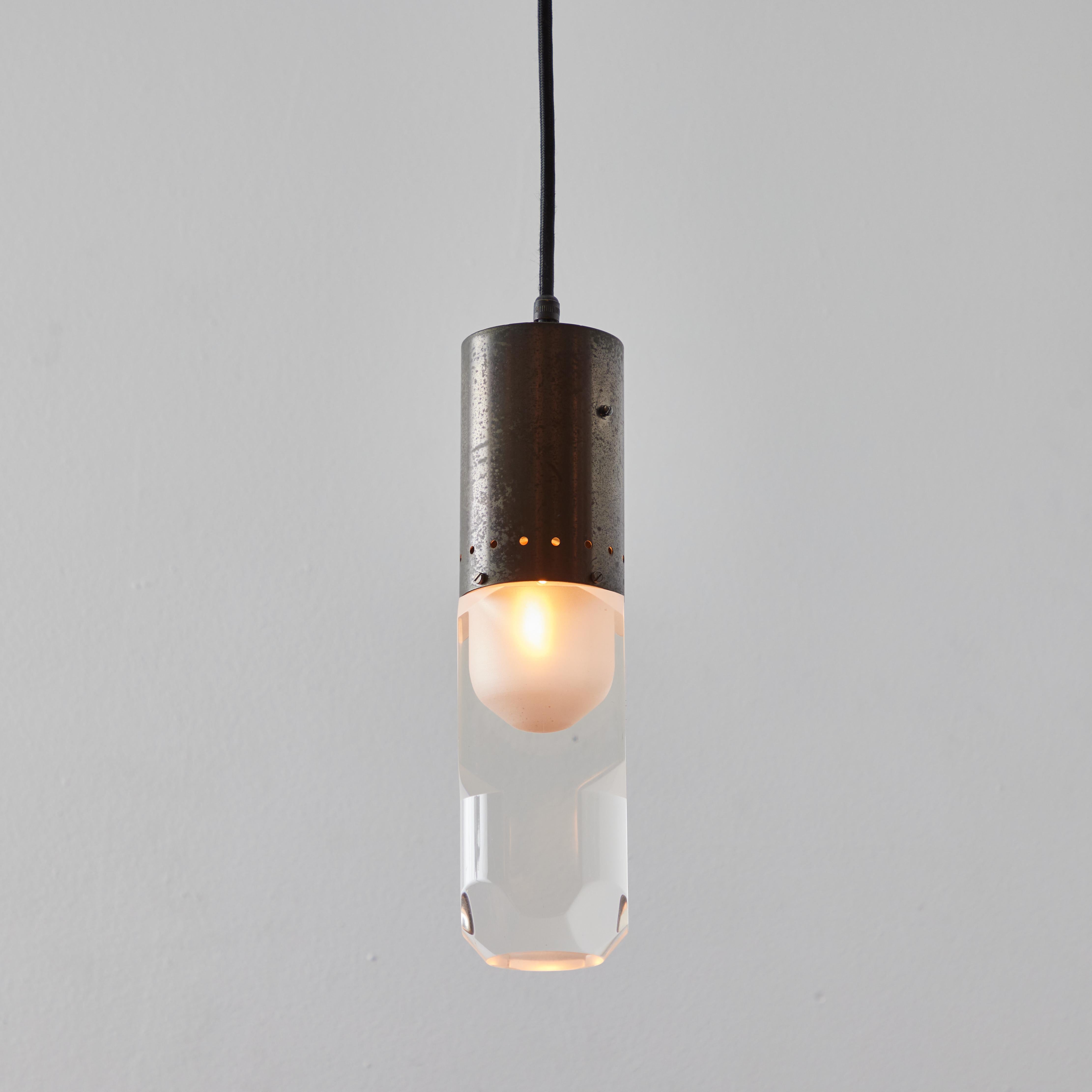 Mid-Century Modern 1960s Faceted Diffuser Pendant Lamp Attributed to Stilnovo For Sale