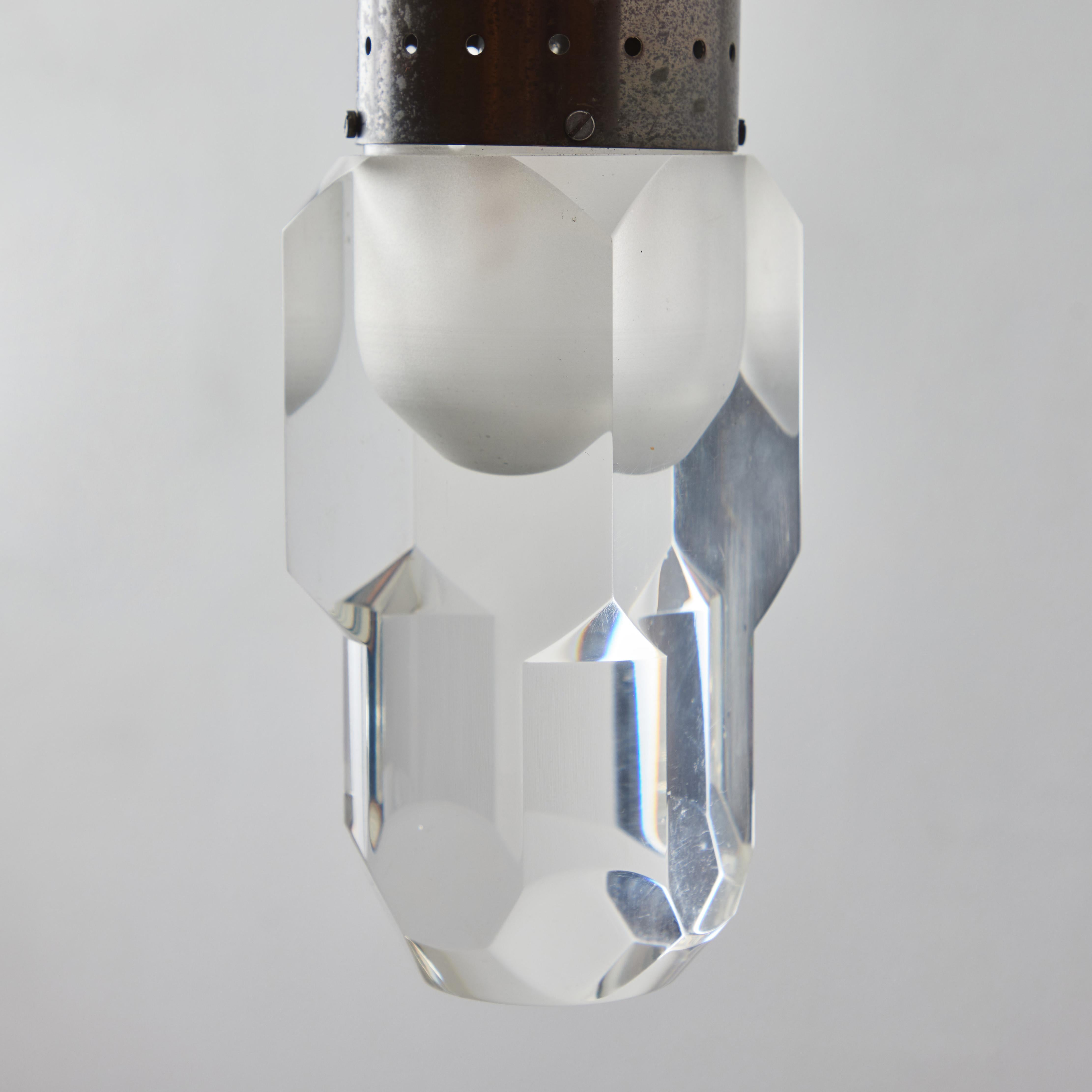 Metal 1960s Faceted Diffuser Pendant Lamp Attributed to Stilnovo For Sale