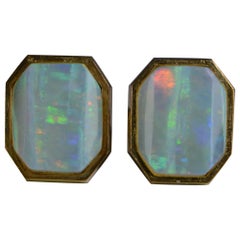 Retro 1960s Faceted Opal Gold Cufflinks