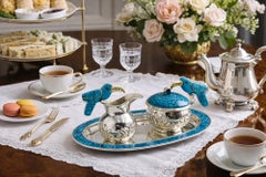 1960 Fajardo Taxco Set di vassoi per panna e zucchero in ottone e Lapis Toucan