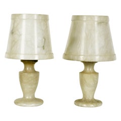 1960s False Pair of Alabaster Table Lamps, Spain