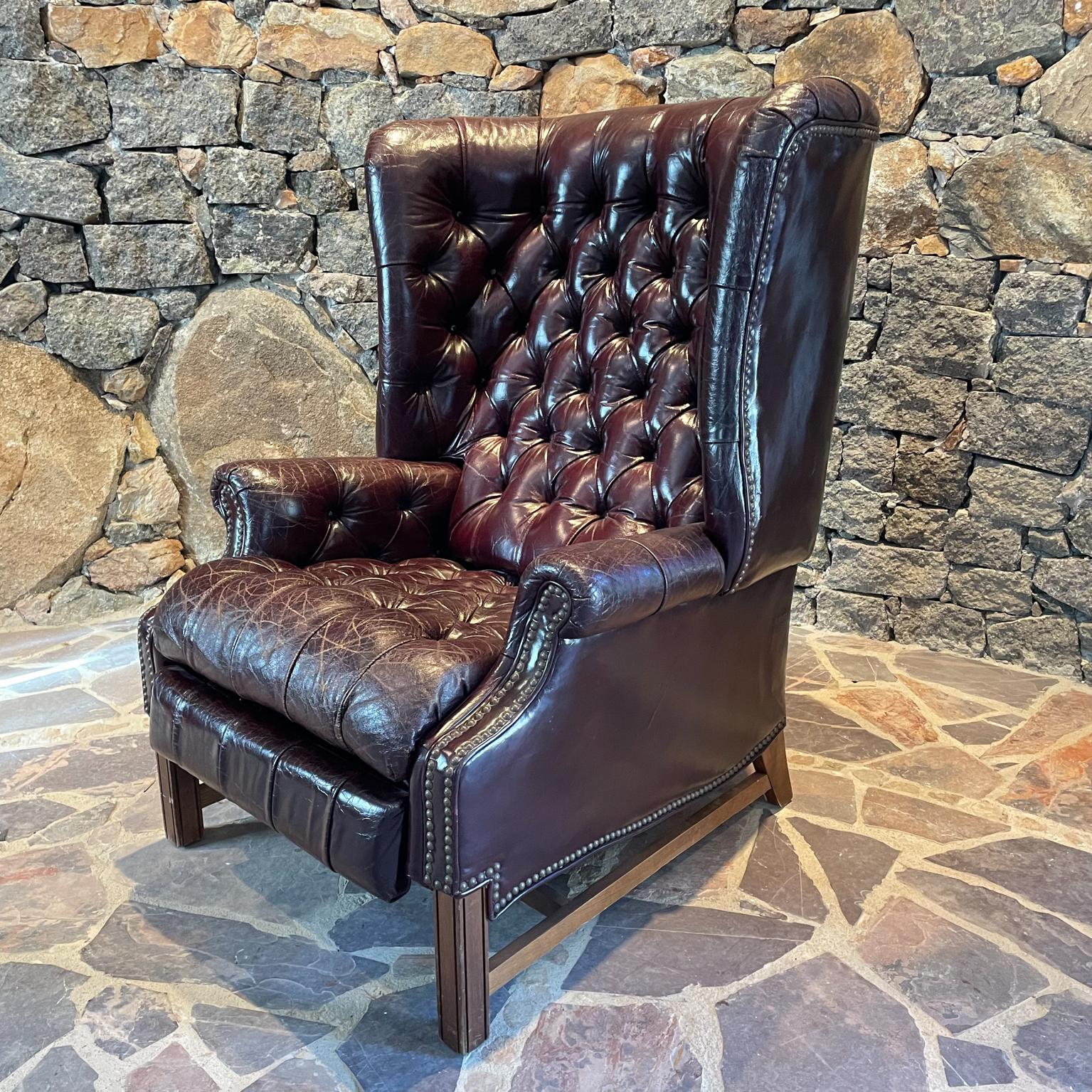 1960s Famed Barcalounger Leather Chesterfield Recliner North Carolina 1