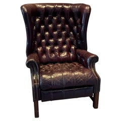 1960s Famed Barcalounger Leather Chesterfield Recliner North Carolina