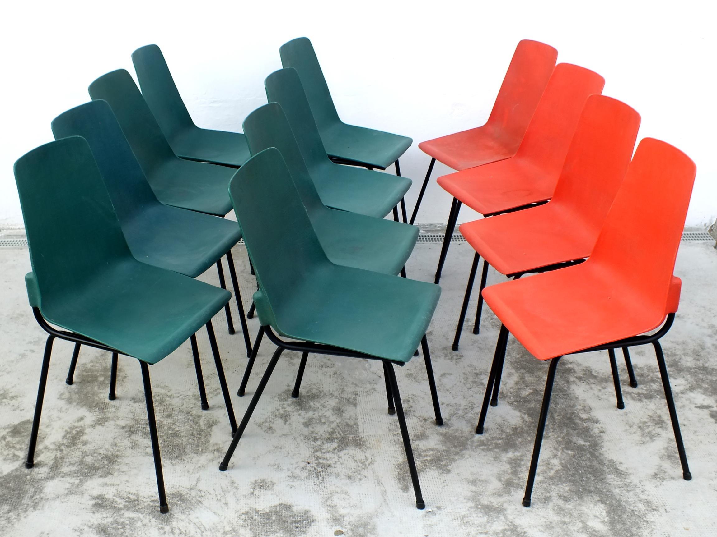 1960s Fantasia France Production Chairs in the Manner Prouvè Design - Set of 12 8