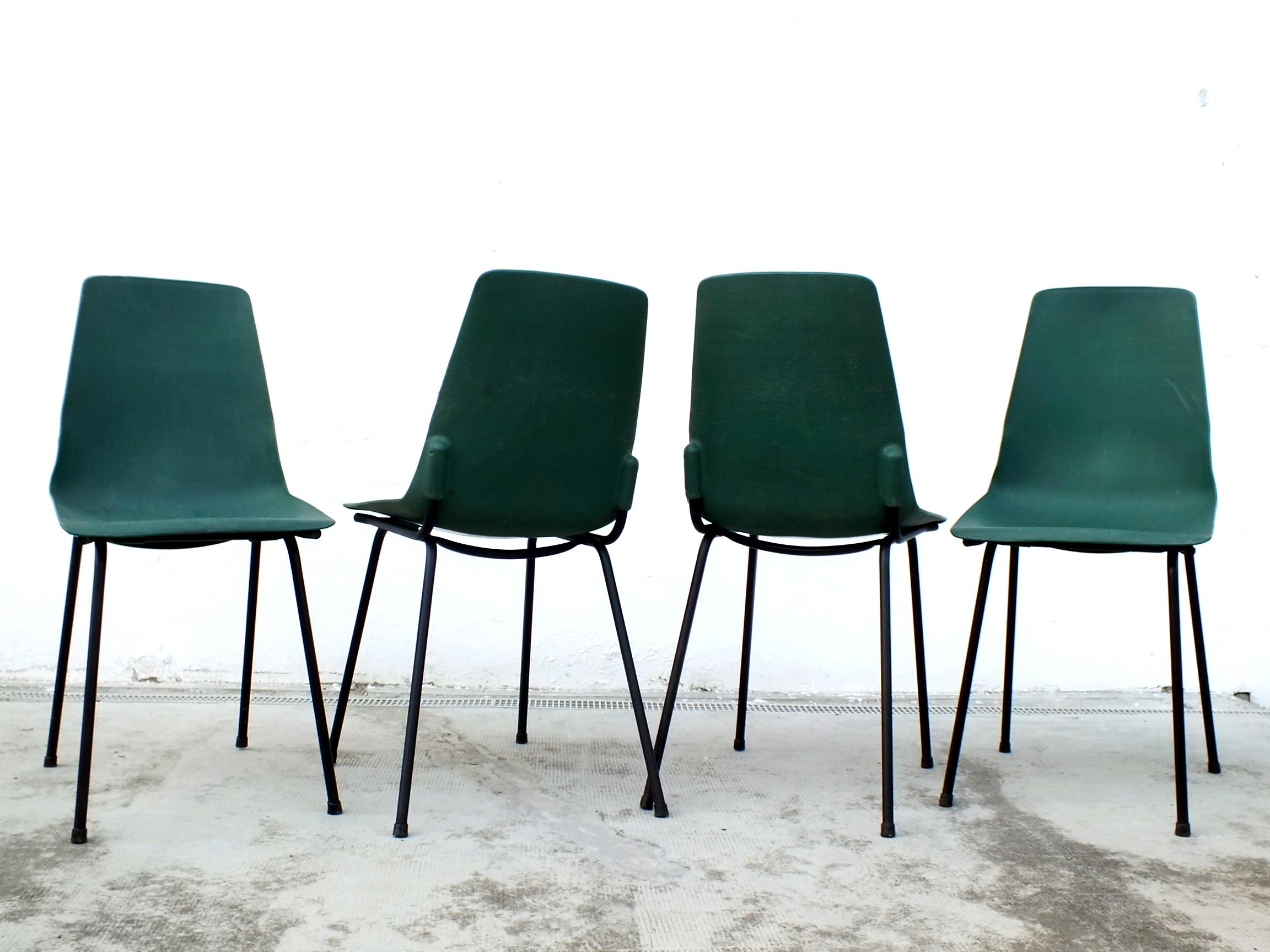 Mid-Century Modern 1960s Fantasia France Production Chairs in the Manner Prouvè Design - Set of 12