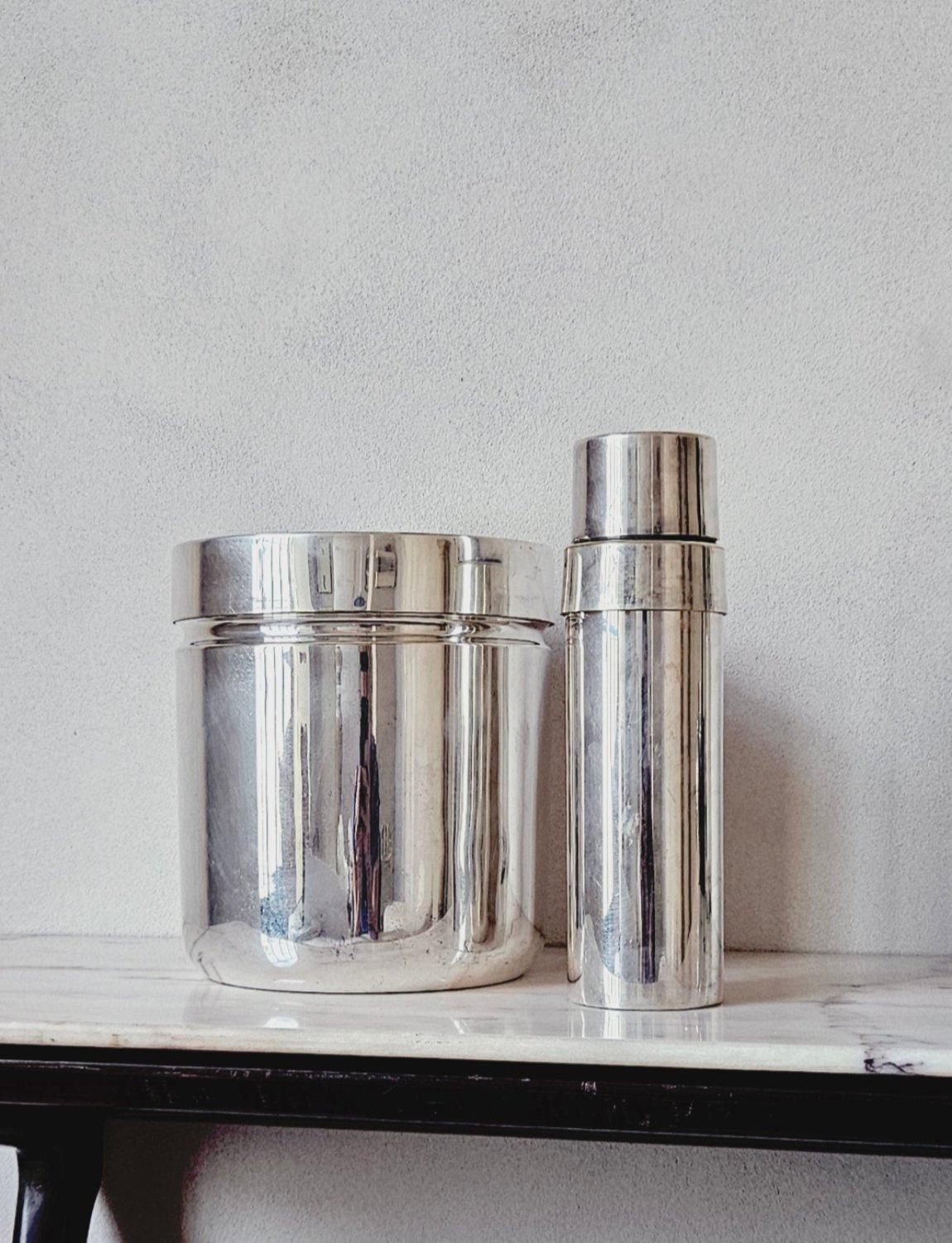 Coctelera y enfriador de vino FAOAL de plata de los años 60 hecho a mano mediados del siglo XX