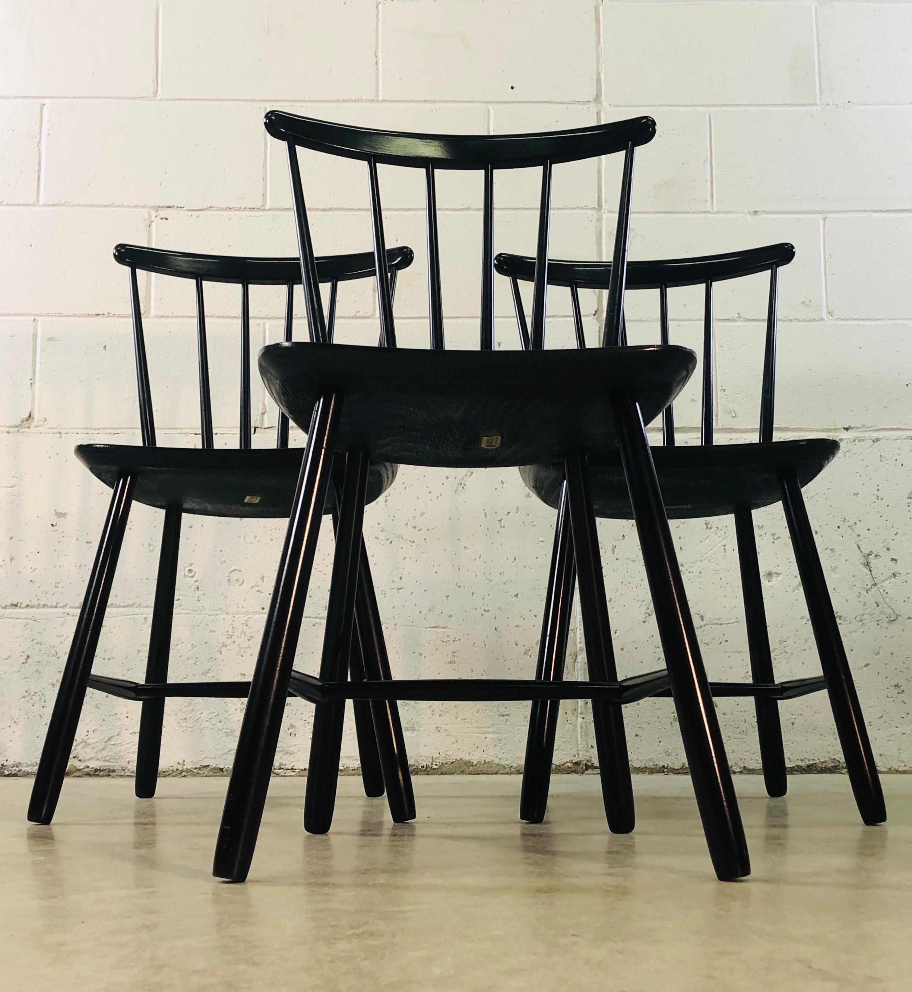 Scandinavian Modern 1960s Farstrup Danish Black Dining Chairs, Set of 3 For Sale