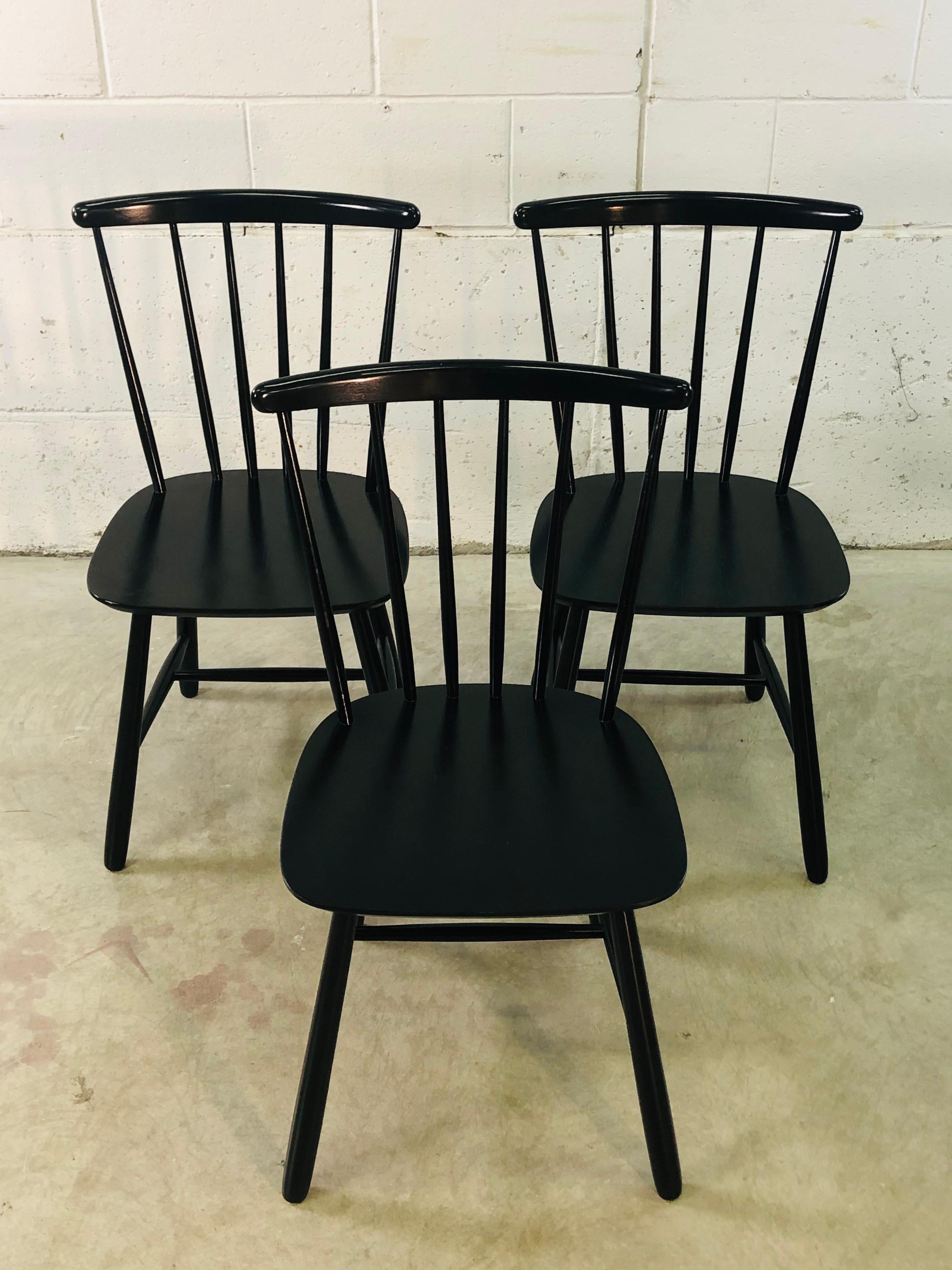 20th Century 1960s Farstrup Danish Black Dining Chairs, Set of 3 For Sale