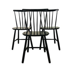 1960s Farstrup Danish Black Dining Chairs, Set of 3