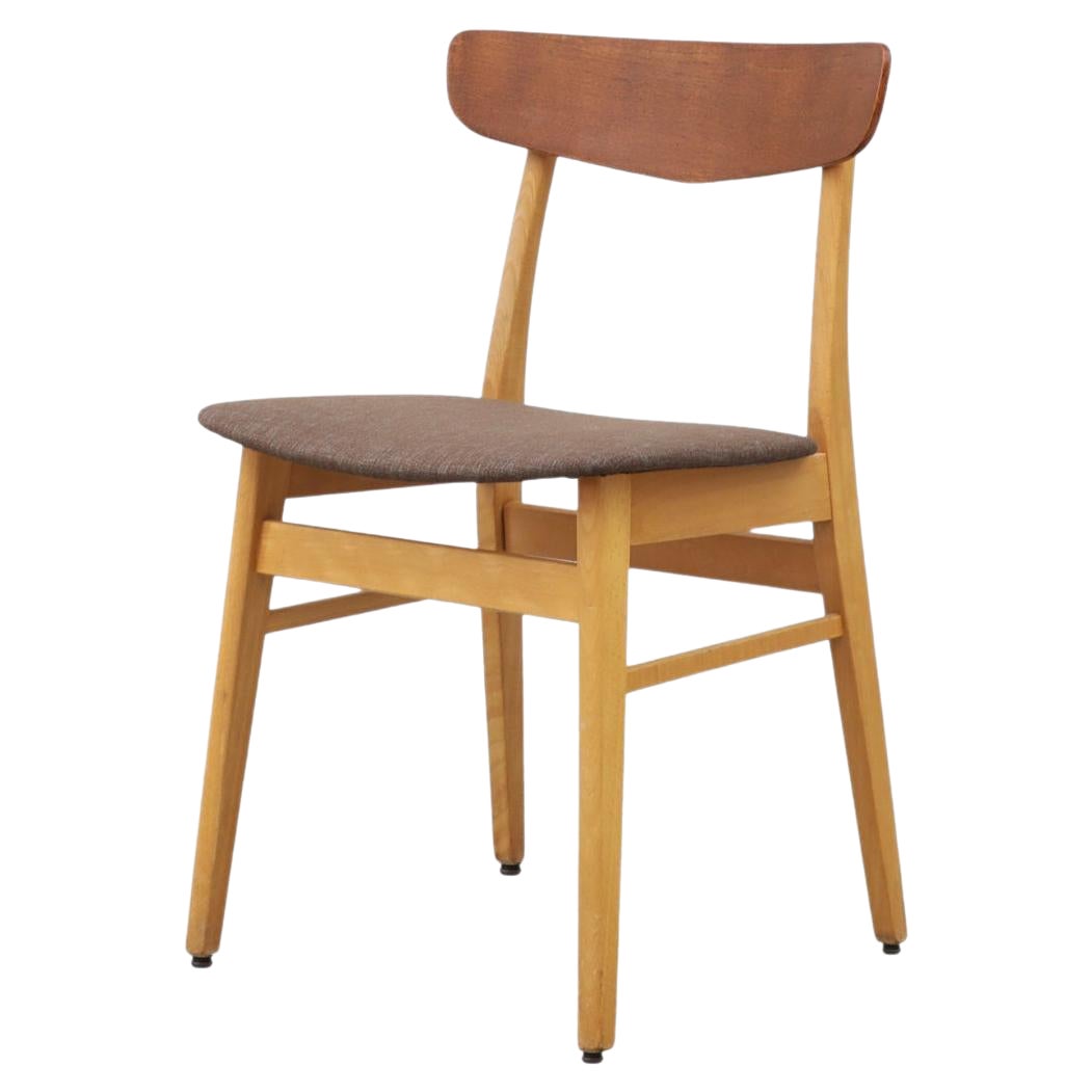 1960s Farstrup Danish Dining Chair in Blonde Wood and Teak For Sale