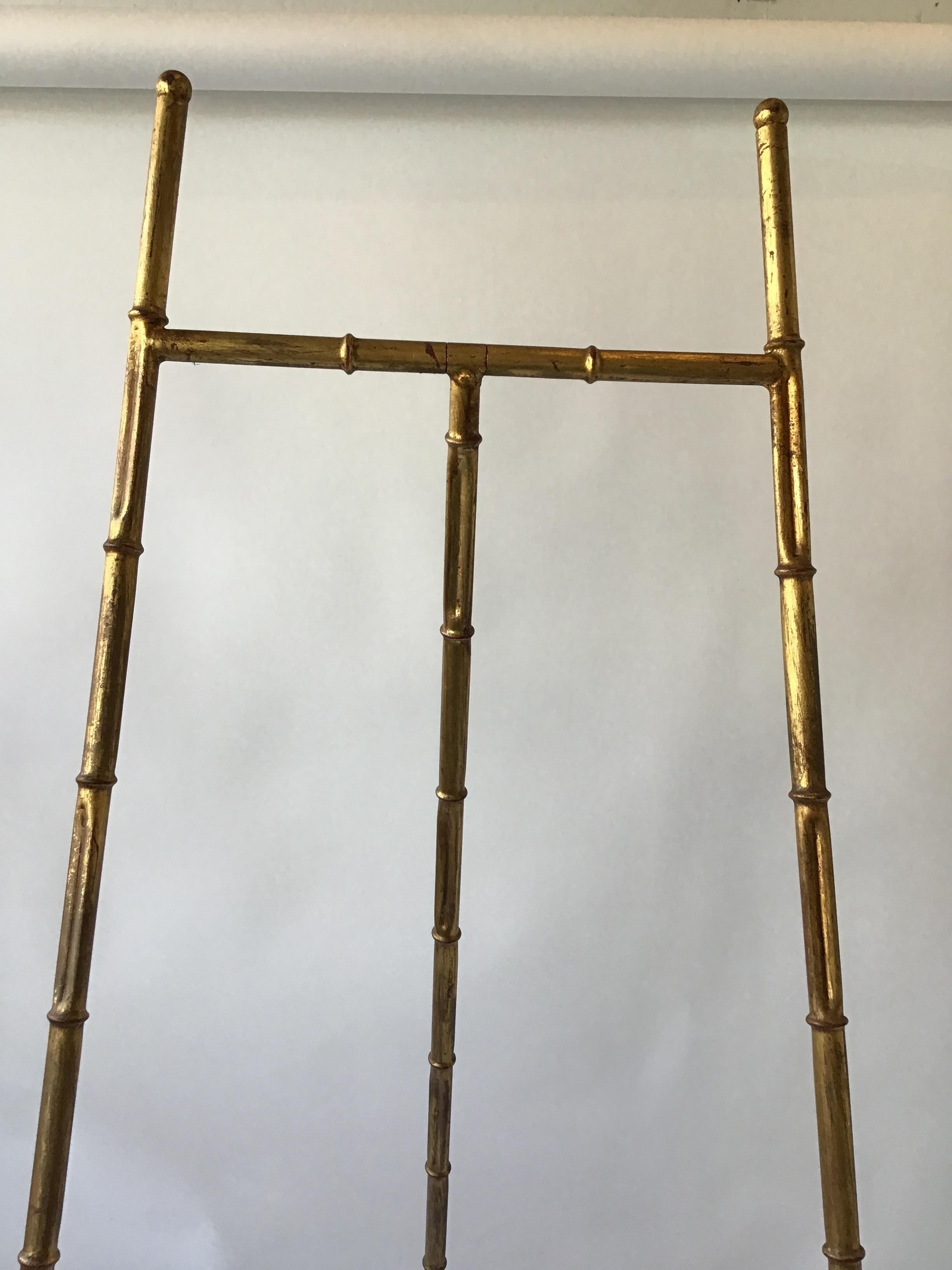 1960s Faux Bamboo Gilt Iron Easel In Good Condition For Sale In Tarrytown, NY