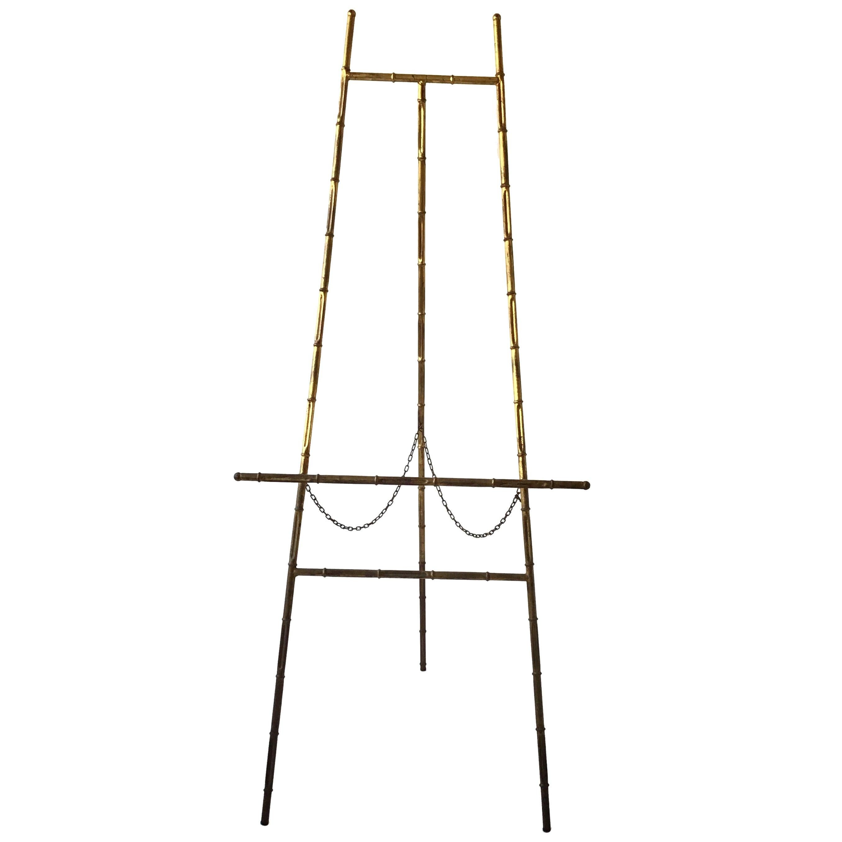 1960s Faux Bamboo Gilt Iron Easel