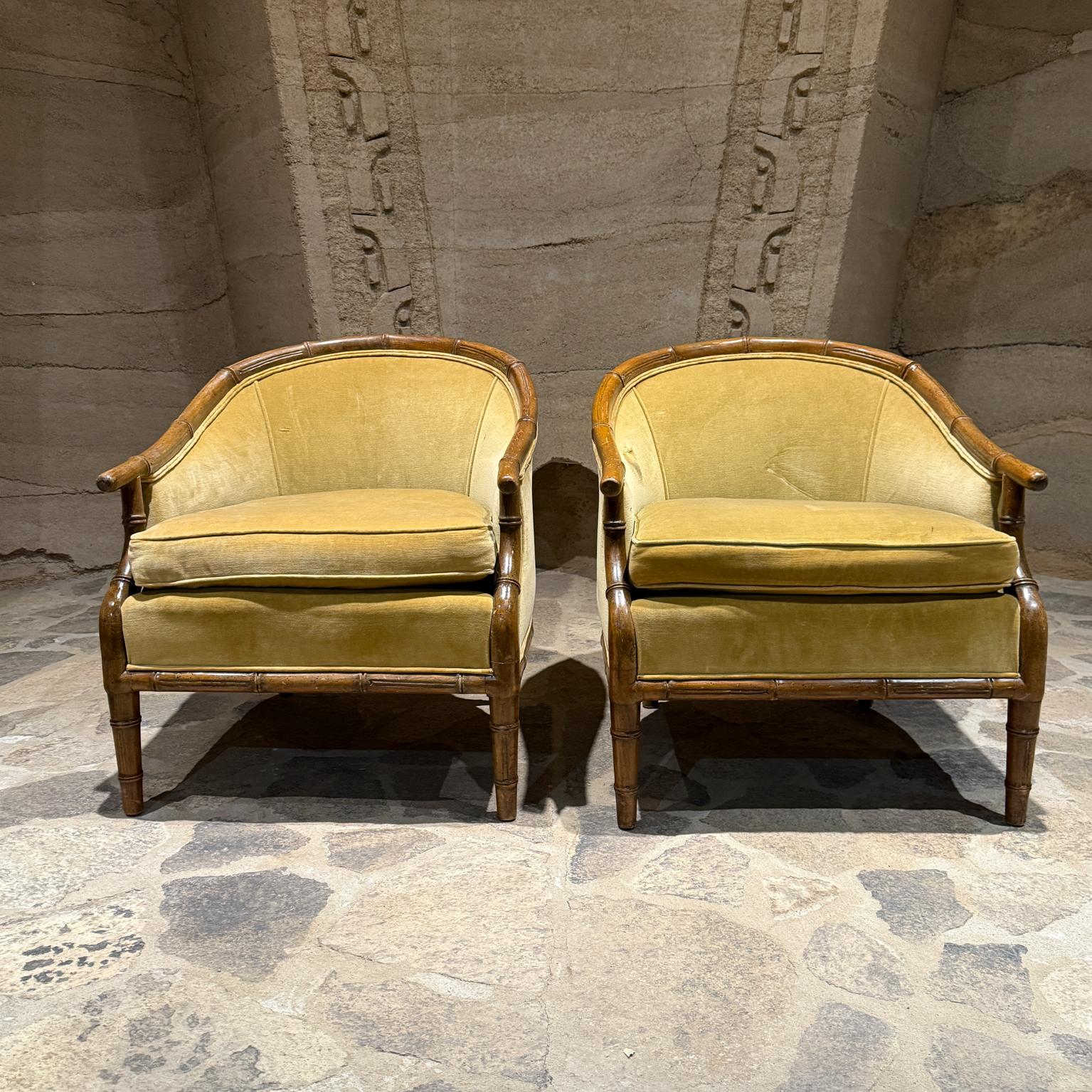 1960s Faux Bamboo Lounge Chairs Century Furniture Hickory NC en venta 1