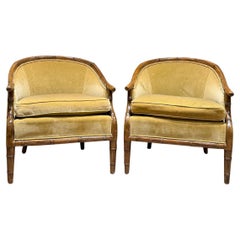 1960s Faux Bamboo Lounge Chairs Century Furniture Hickory NC