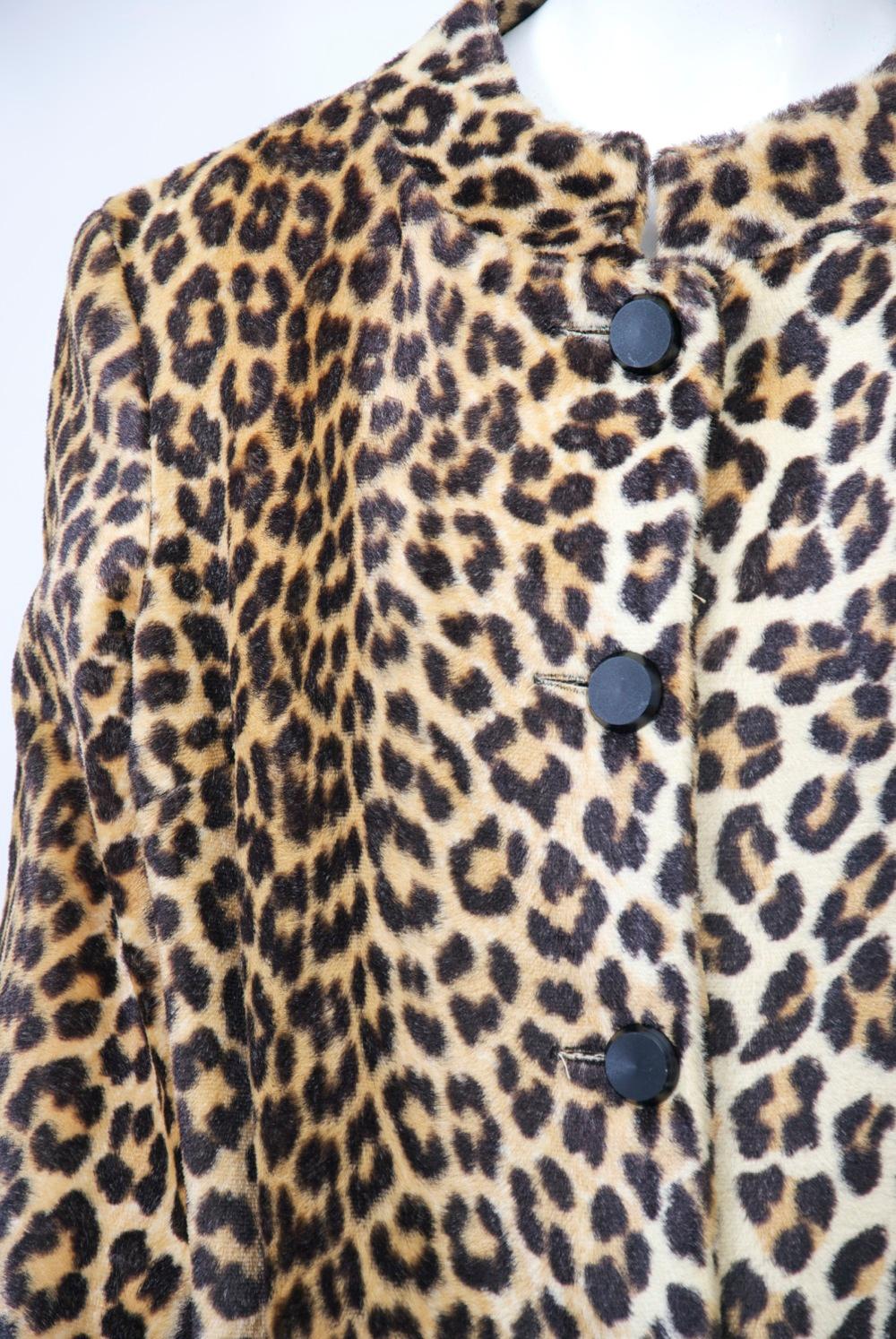 Brown 1960s Faux Leopard Cropped Jacket