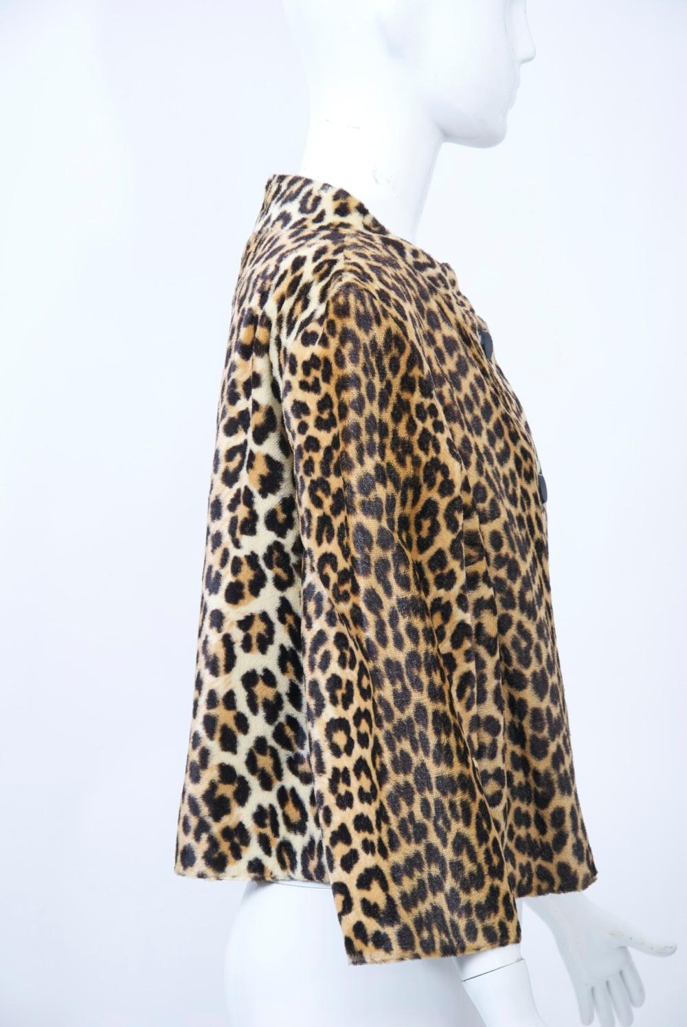 1960s Faux Leopard Cropped Jacket In Good Condition In Alford, MA