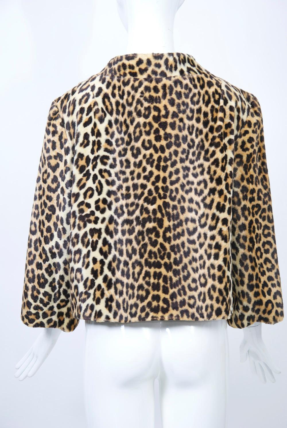 Women's 1960s Faux Leopard Cropped Jacket