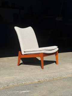 Sedia da salotto FD112 di Finn Juhls per France and Son, anni '60, in teak e beige Fabry.