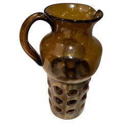 Pichet en verre trempé ambré Feders des années 1960 F Delfinger Mexique