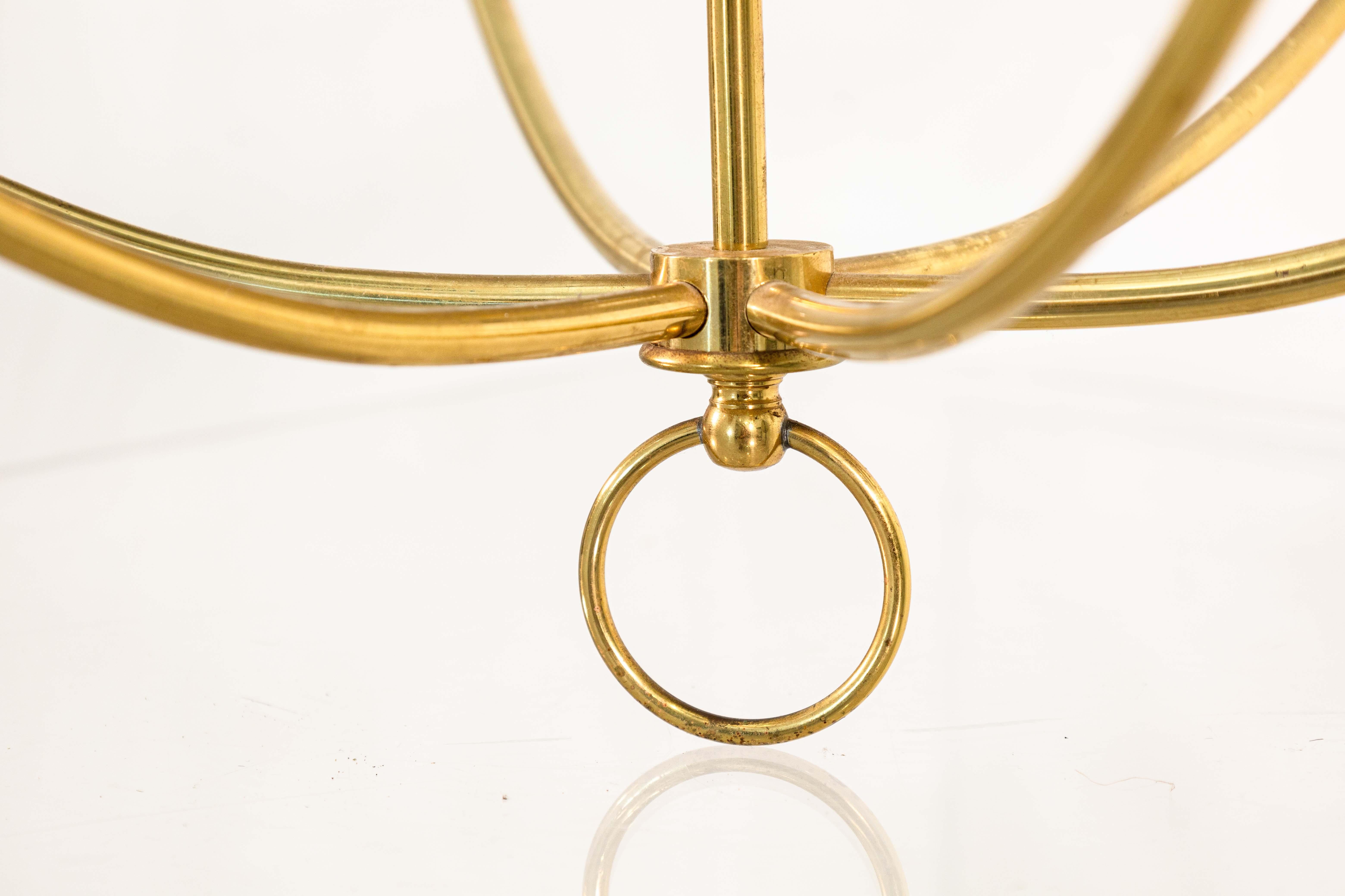 Lampadario a catena Feldman del 1960, in ottone, vetro e lucite, della modernità di metà secolo in vendita 1