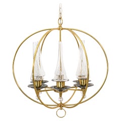 1960s Feldman Brass Glass and Lucite Mid Century Modern Chained Chandelier