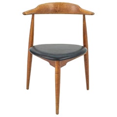 1960s FH4104 Heart Chair by Hans Wegner for Fritz Hansen in Oak w/ Leather Seat