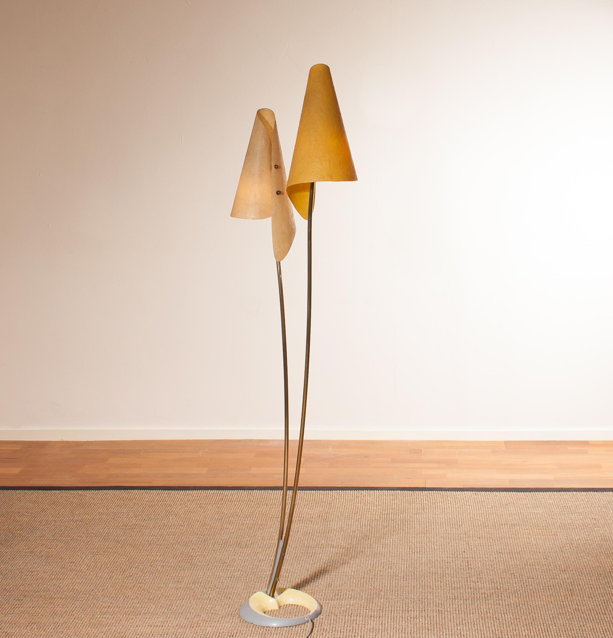 Metal 1960s, Fibreglass Two Shades Floor Lamp, Germany