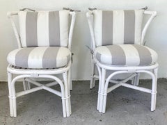 Pareja de sillas laterales de respaldo curvo Ficks Reed de los años 60 con tapicería Sunberella nueva