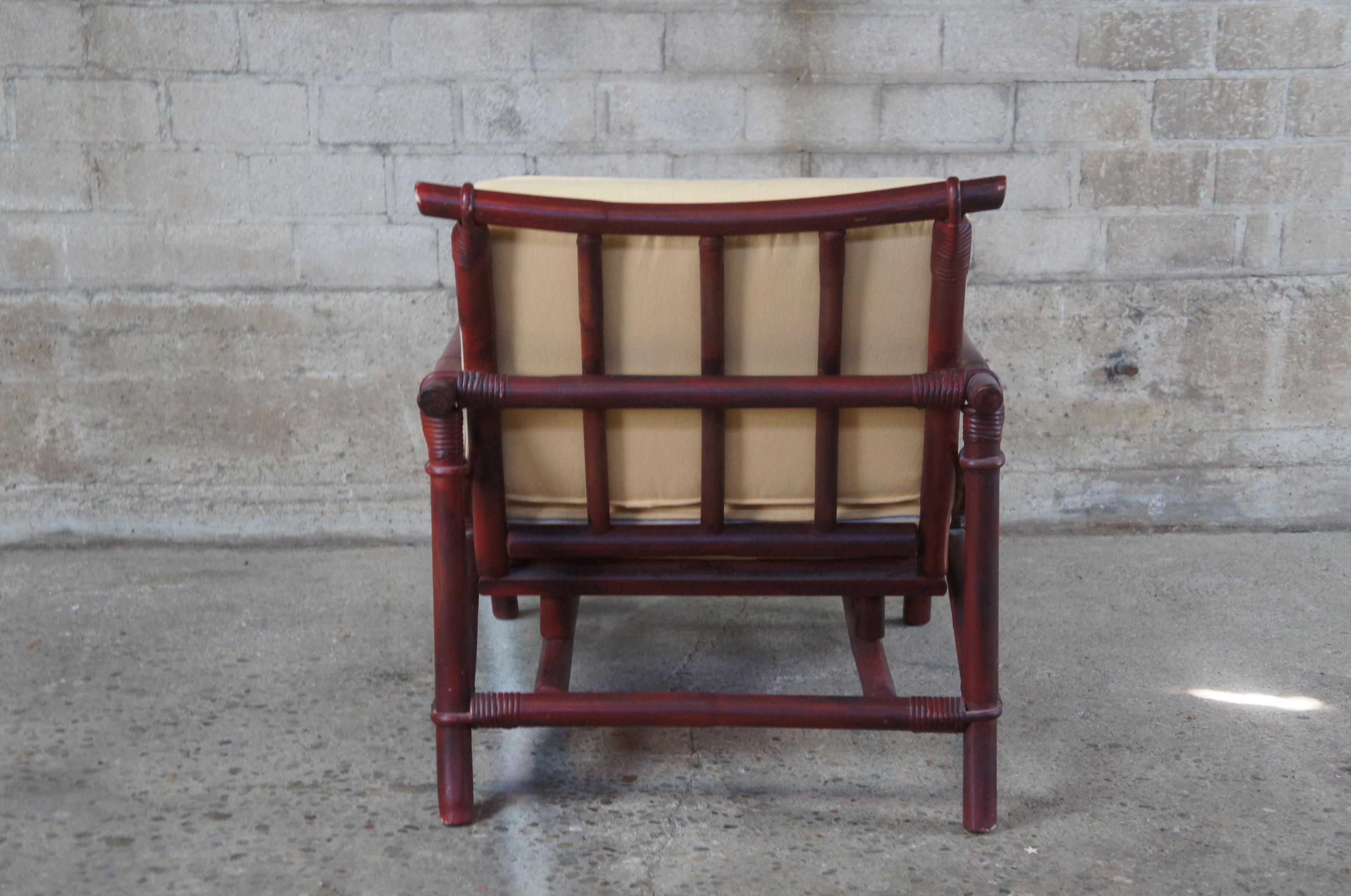 1960s Ficks Reed Far Horizons Bamboo Rattan Campaign Lounge Club Arm Chair 1
