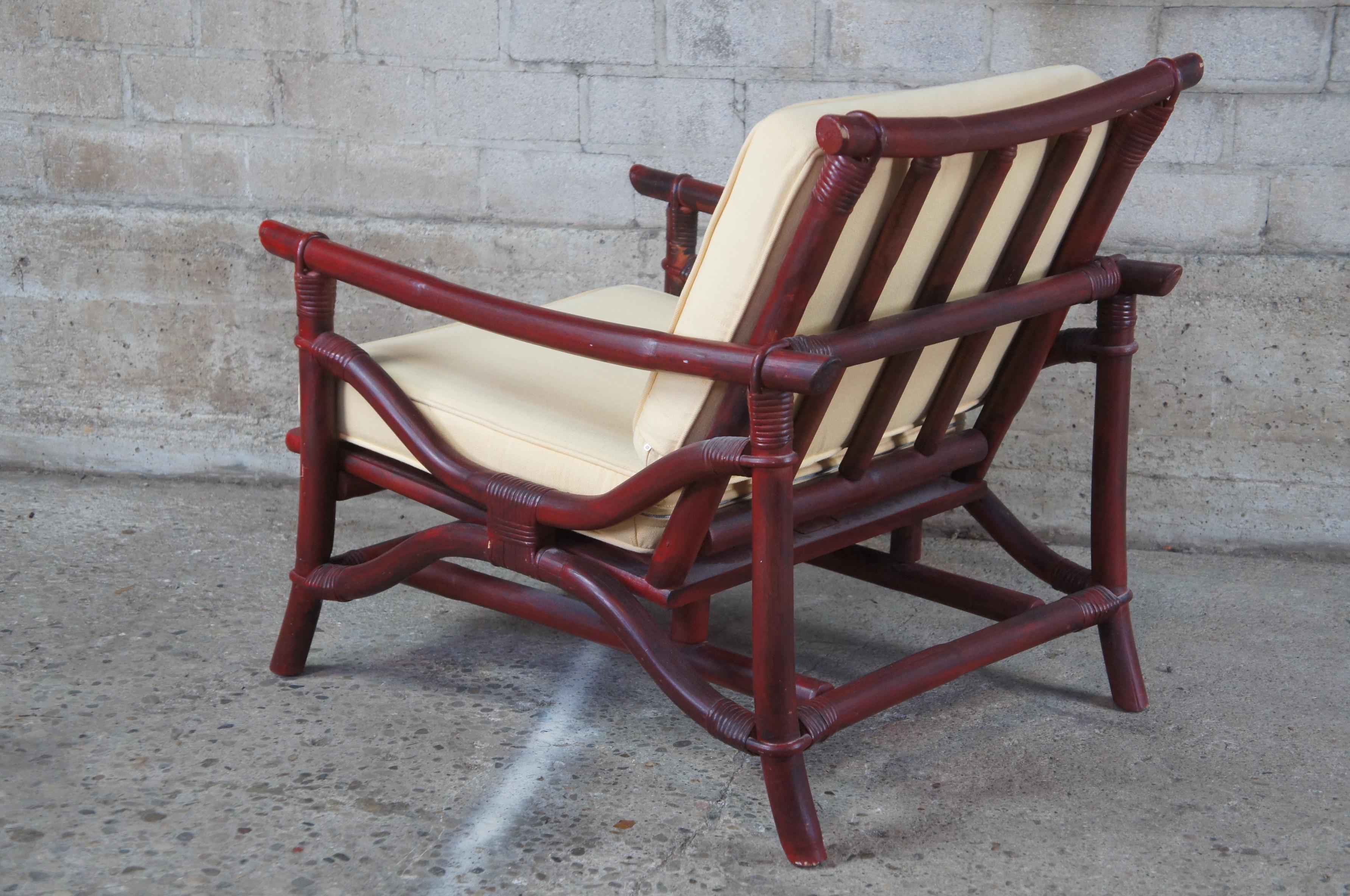 1960s Ficks Reed Far Horizons Bamboo Rattan Campaign Lounge Club Arm Chair 2