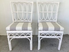 Pareja de sillas auxiliares Ficks Reed de los años 60 con cojines Sunbrella nuevos