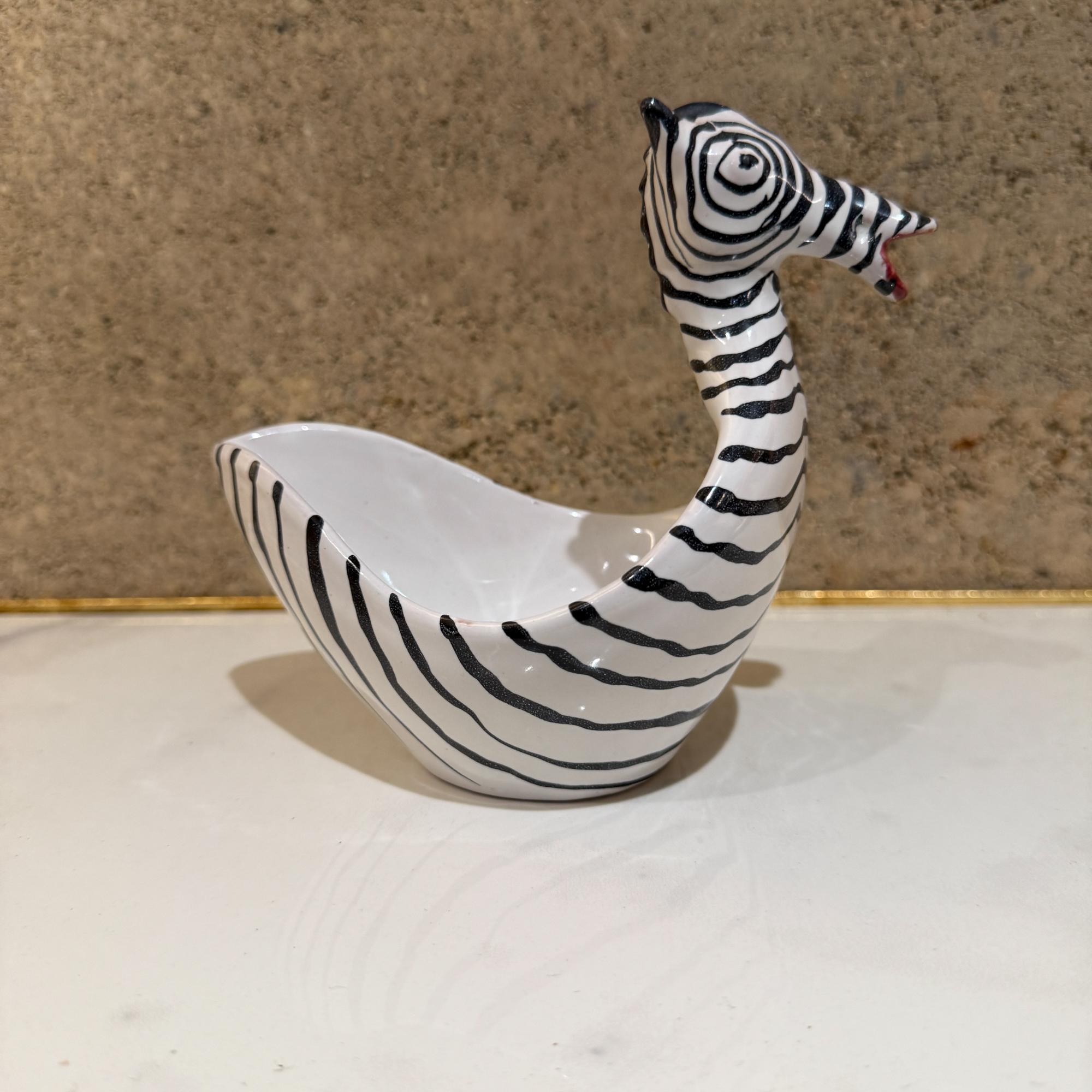 1960s Figural Zebra Bowl Animal Art Pottery by Aldo Londi Bitossi Italy For Sale 6