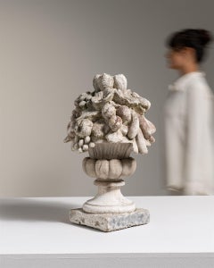 1960s Figurative Concrete Sculpture with White-Cream Finish, France