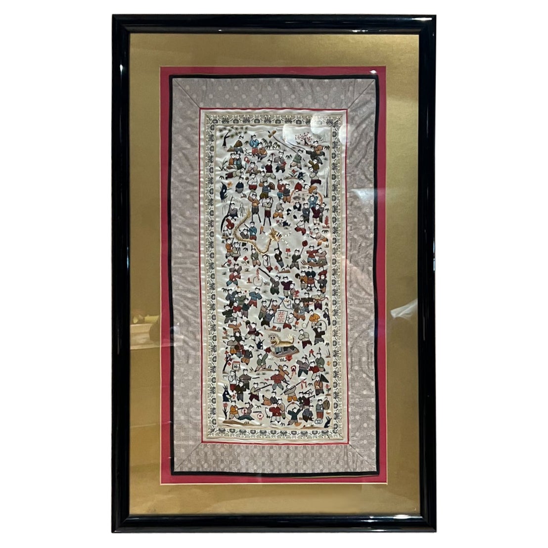 1960s Fine Chinese Silk Art Embroidered Tapestry Panel