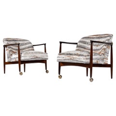 1960's Finn Andersen for Selig Sculpted Walnut Barrel Back Club Chairs