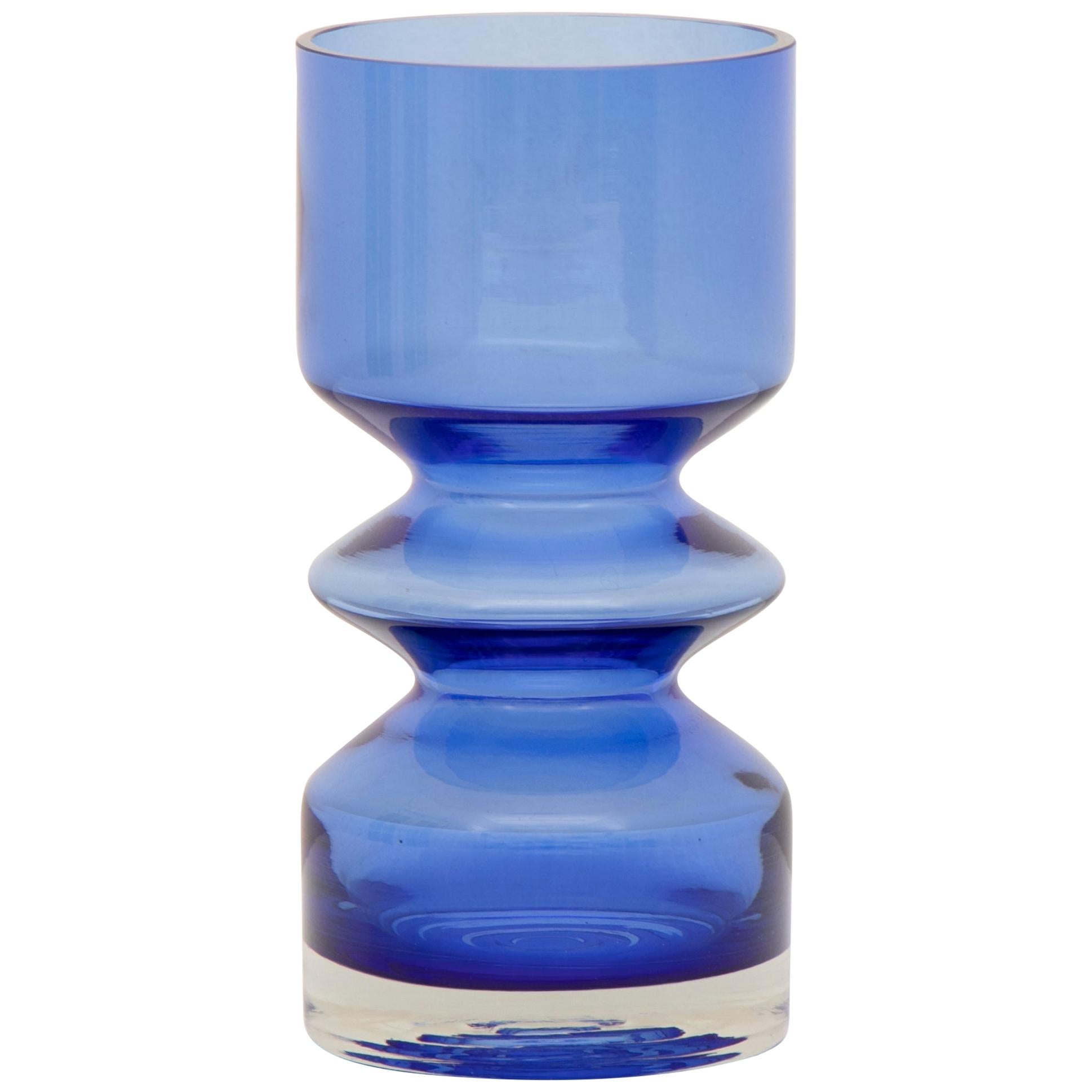 1960s Finnish Blue Riihimaki Lasi Oy Riihimaki Art Glass Vase by Tamara Aladin