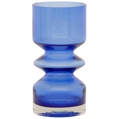 1960s Finnish Blue Riihimaki Lasi Oy Riihimaki Art Glass Vase by Tamara Aladin