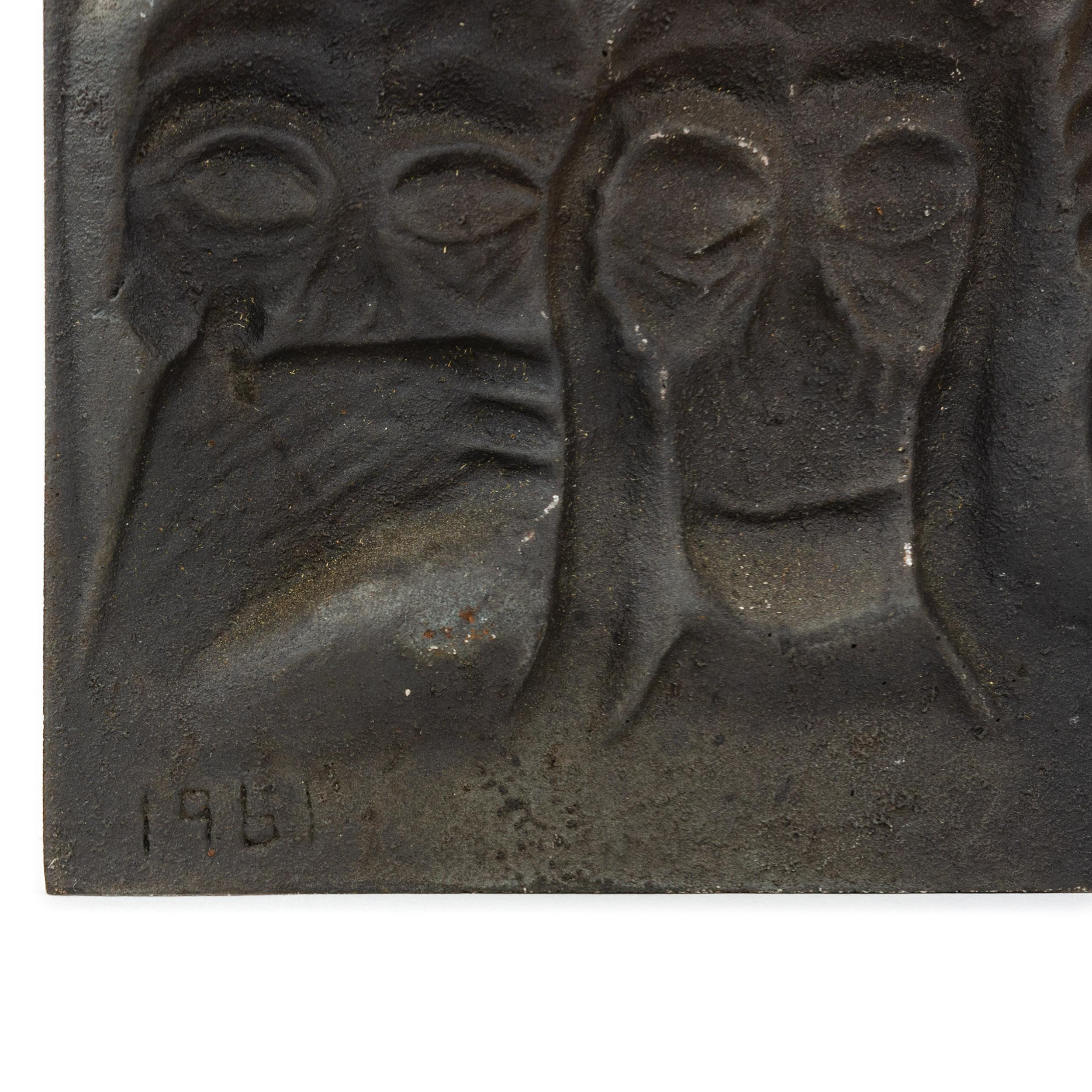 1960s Finnish Cast Iron Plaque by Michael Schilikin for Arabia In Good Condition In Sagaponack, NY
