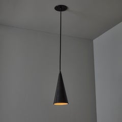 1960s Finnish Conical Black Metal Pendant Lamp Attributed to Mauri Almari