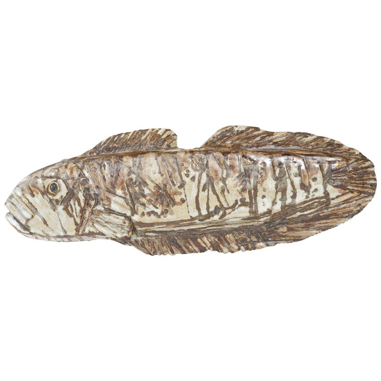 1960s Finnish Fossilized Fish Sculpture by Taisto Kaasinen for Arabia For Sale