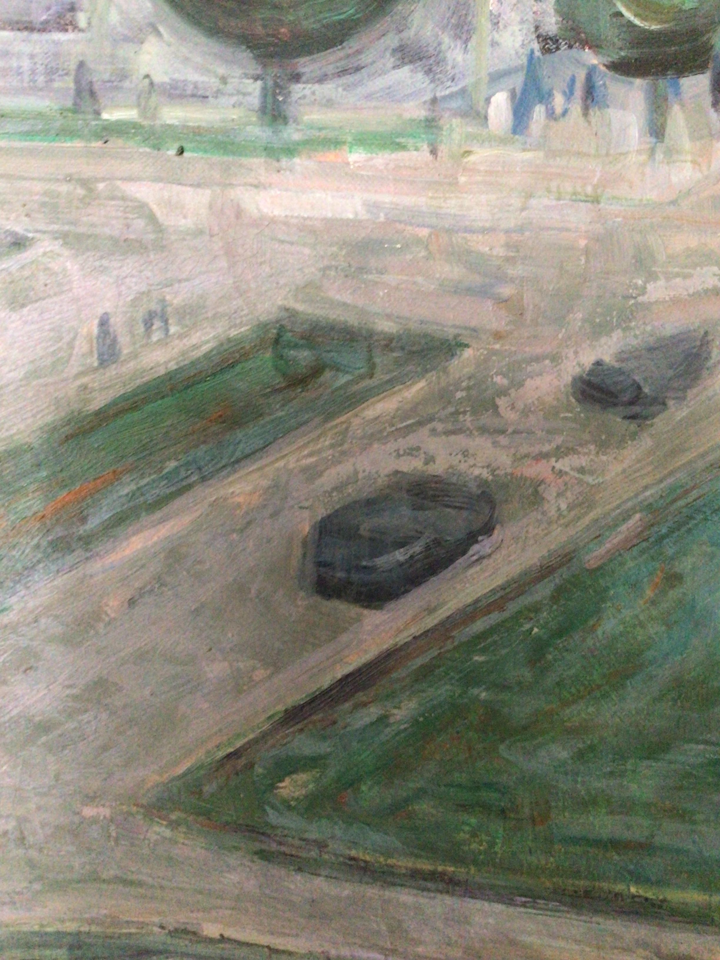 1960s Finnish Oil on Canvas Painting view of Tampere Finland - Reino Viirilä  1
