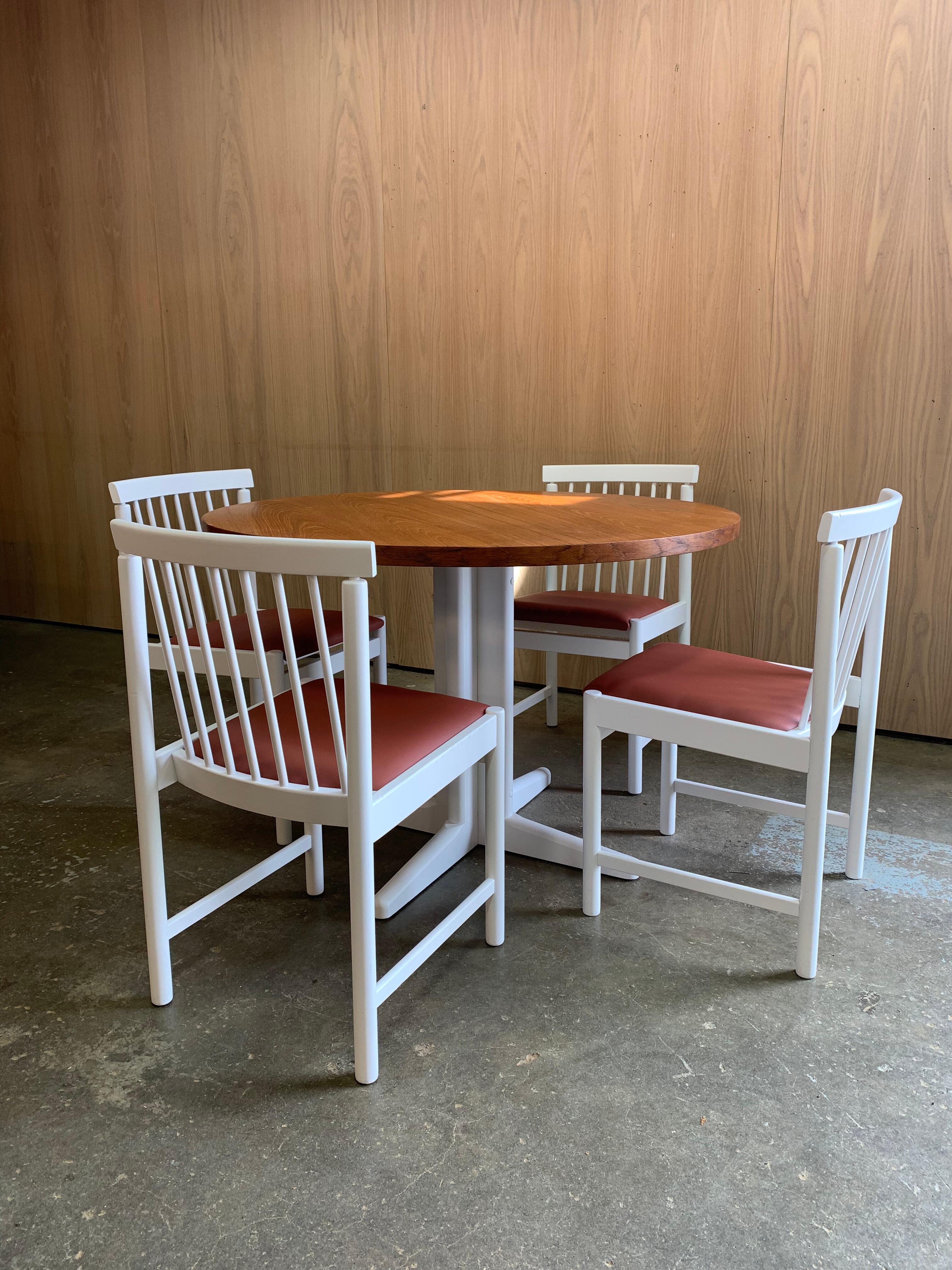 1960s Finnish Teak and Lacquer Dining Set - Table, Benches and Chairs For Sale 4