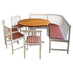 1960s Finnish Teak and Lacquer Dining Set - Table, Benches and Chairs